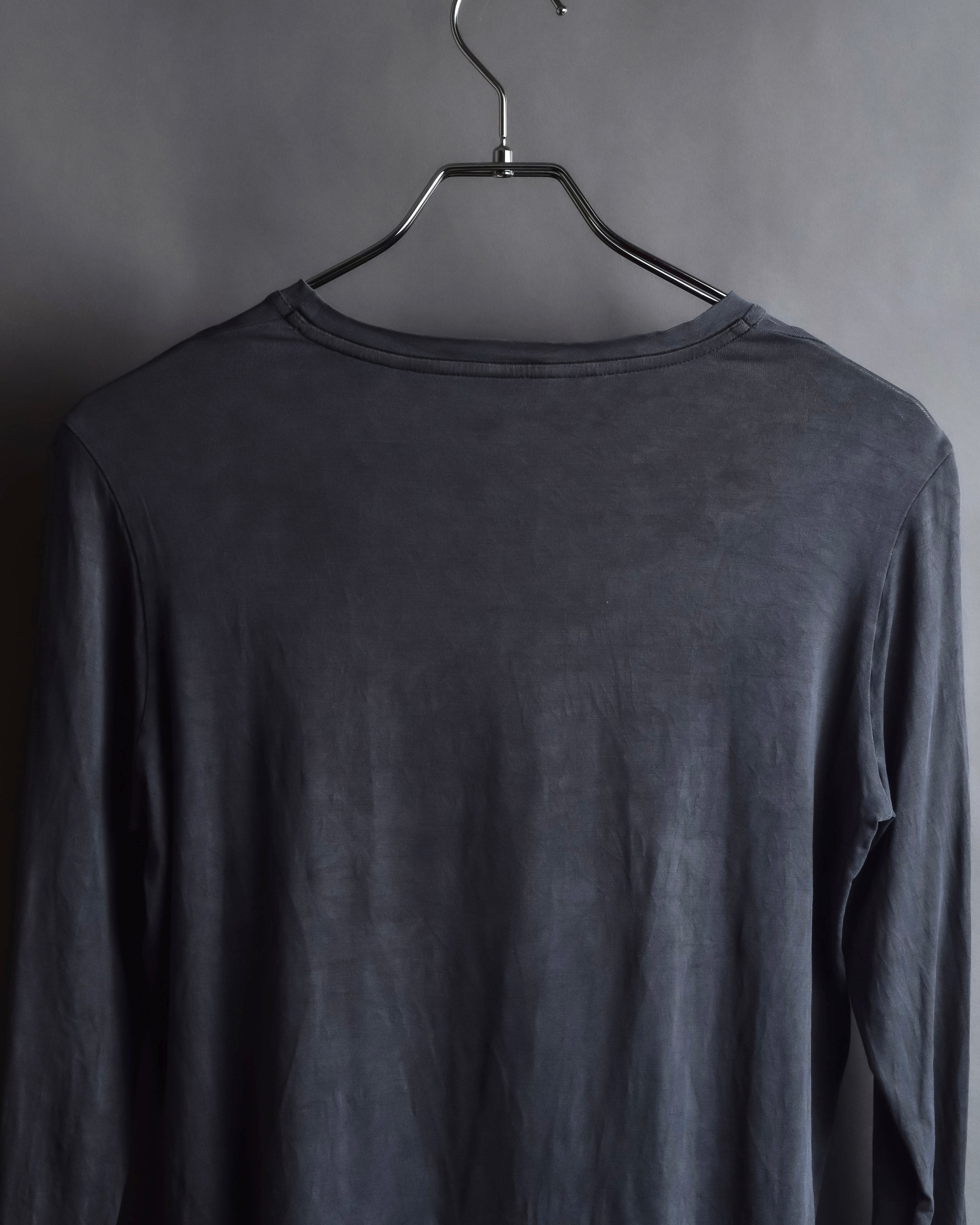 "HERMES" Margiela period Blue-grayish tone draped silk pullover
