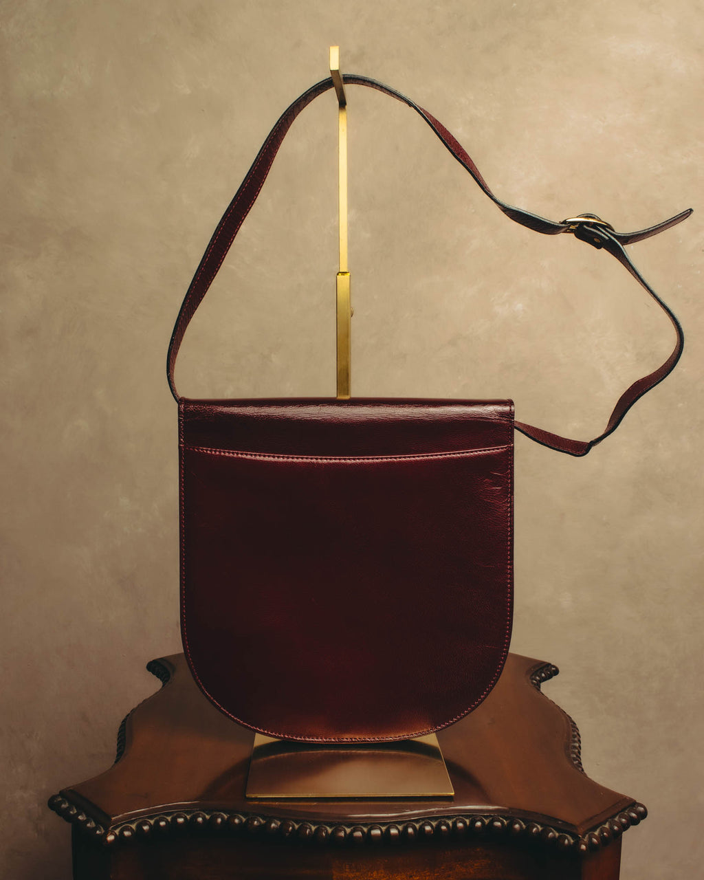 "Yves Saint Laurent" 80's-90's Burgundy embossed leather shoulder bag