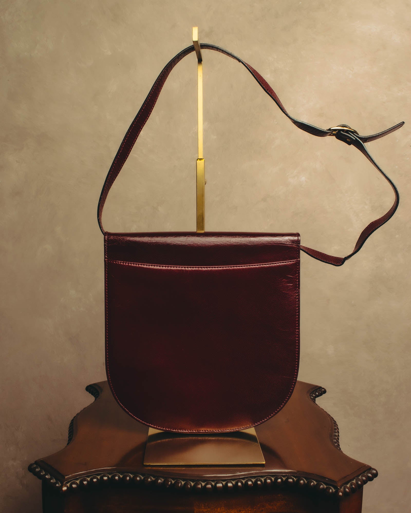 "Yves Saint Laurent" 80's-90's Burgundy embossed leather shoulder bag