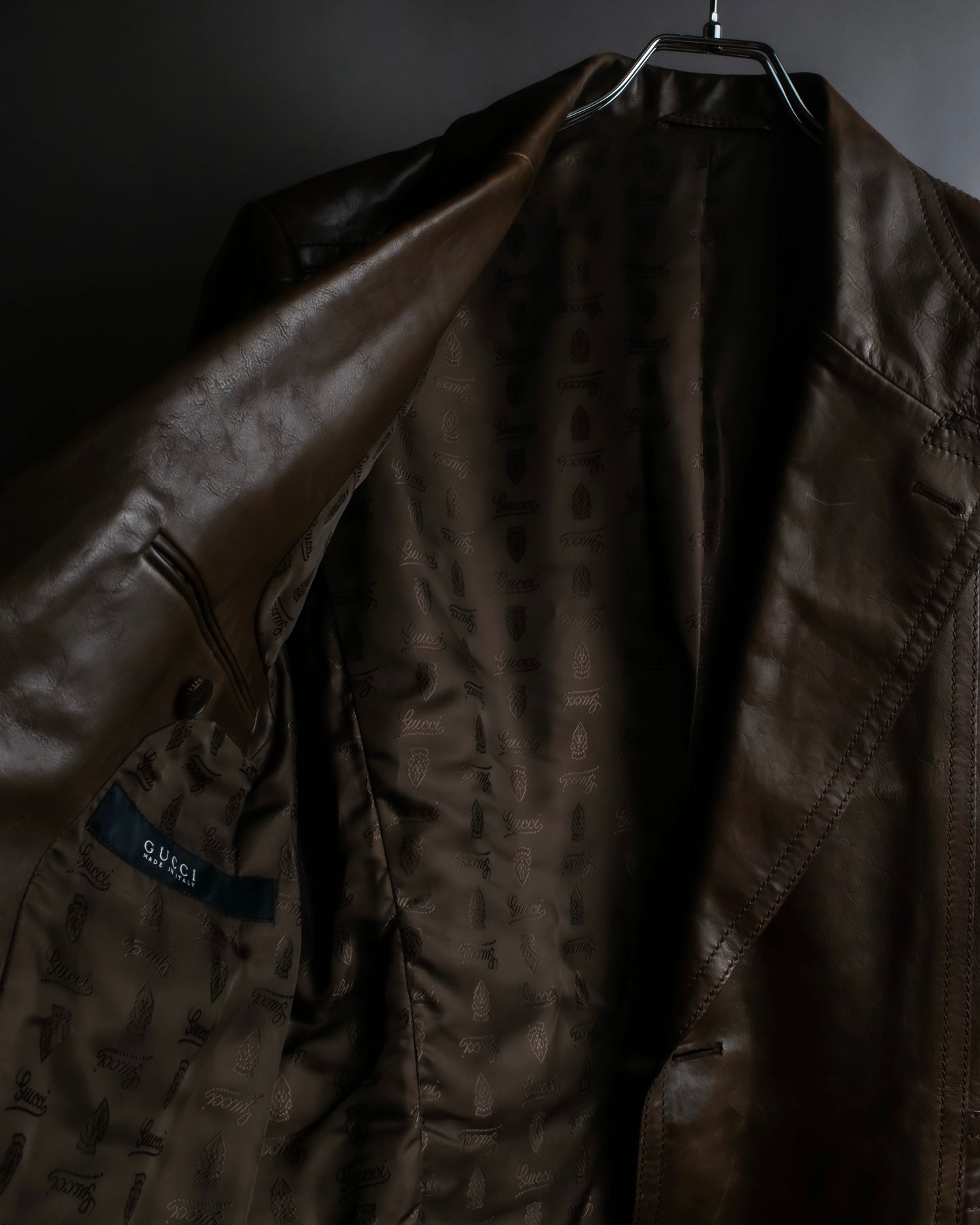 "GUCCI" Oversized calf leather tailored jacket