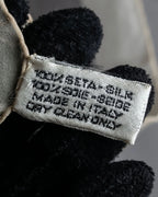 "CHANEL" Coco mark grid pattern silk scarf