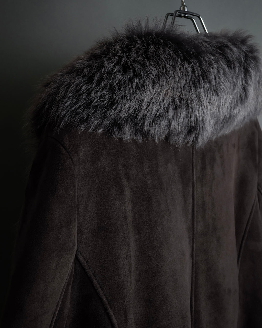 "NORTH BEACH" Smoky lamb fur design suede leather coat
