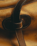 -SPECIAL- “LOEWE” 90’s Anagram embossed wide-opening leather boston bag