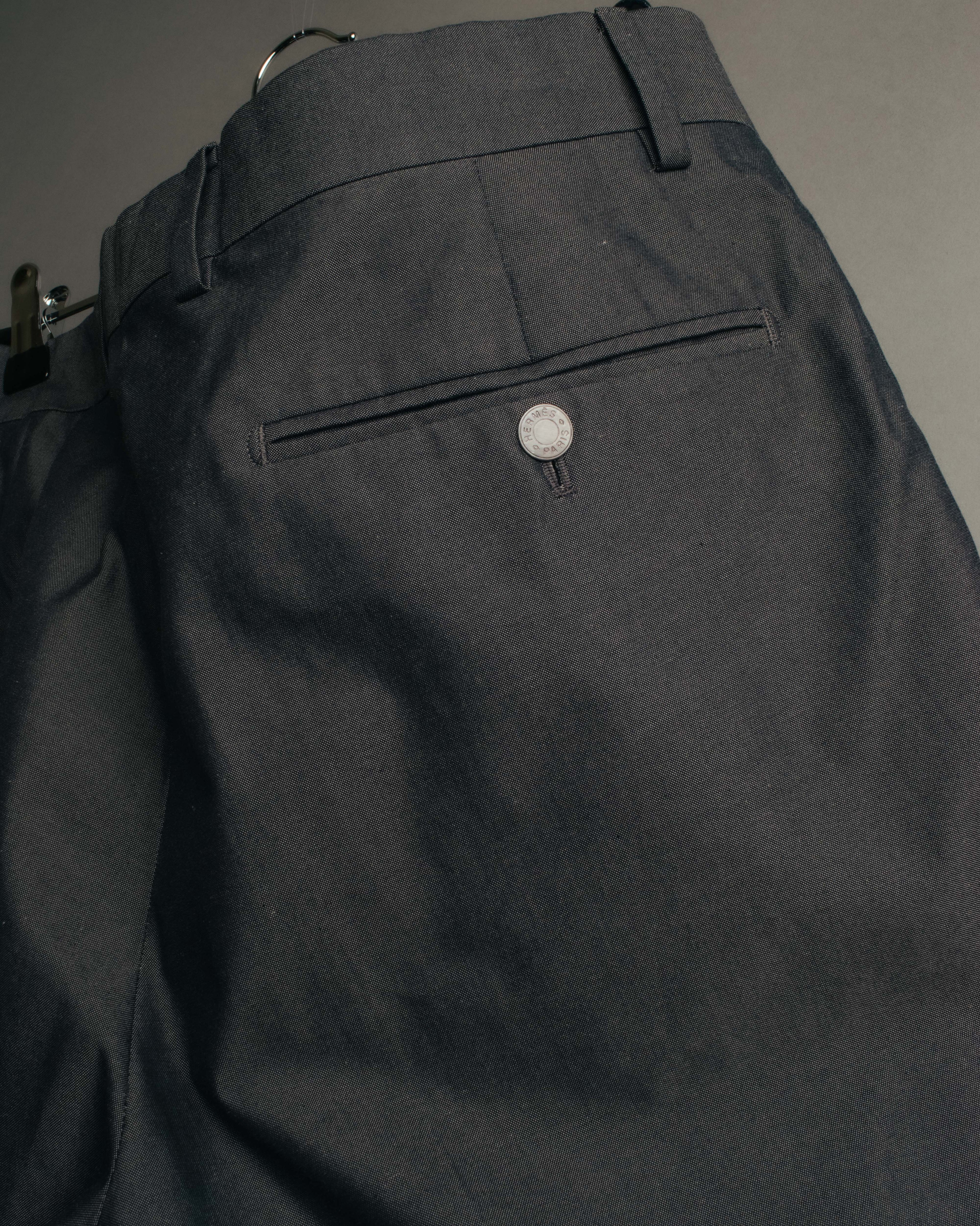 -SPECIAL- “HERMÈS” 1998-00’s Leather trimmed tailored trousers