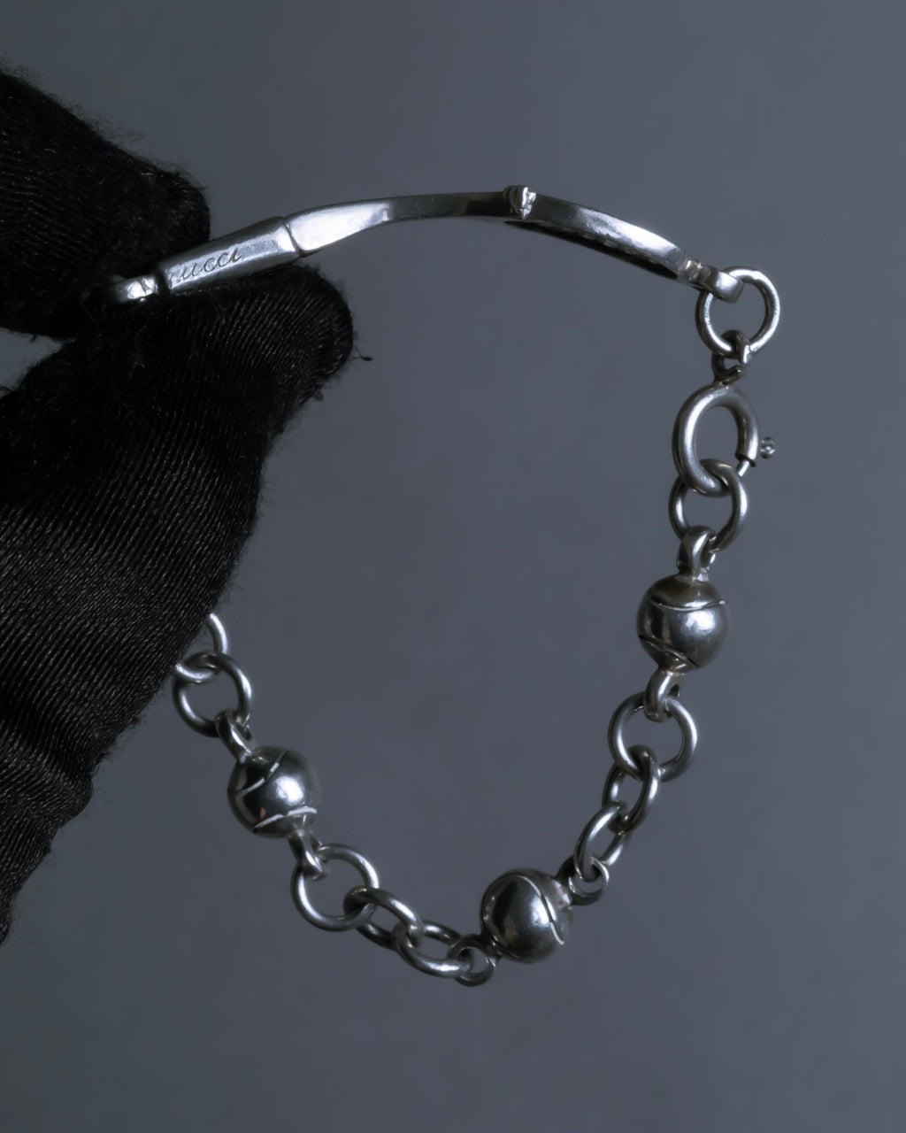 "GUCCI" Tennis racket motif silver bracelet