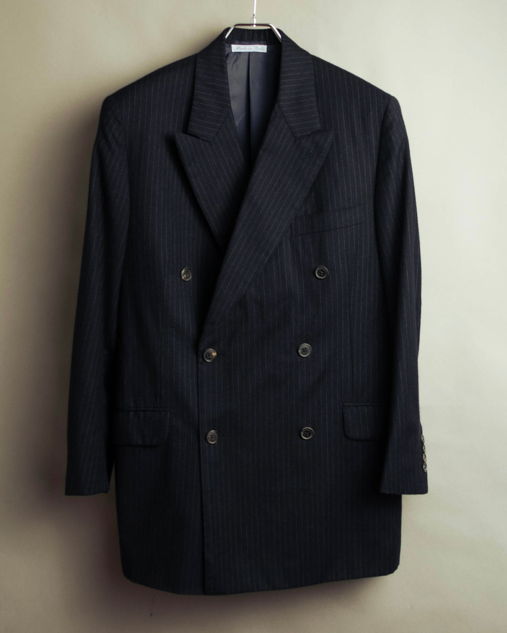 -SPECIAL- “Hermès” 80’s-90’s Super 120’s wool pinstripe double breasted setup