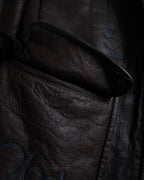 “KENZO” 80’s Folkloric shearling-lined leather long coat