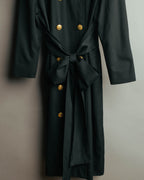 –SPECIAL– "CELINE" 80's Elegant belted double breasted long coat