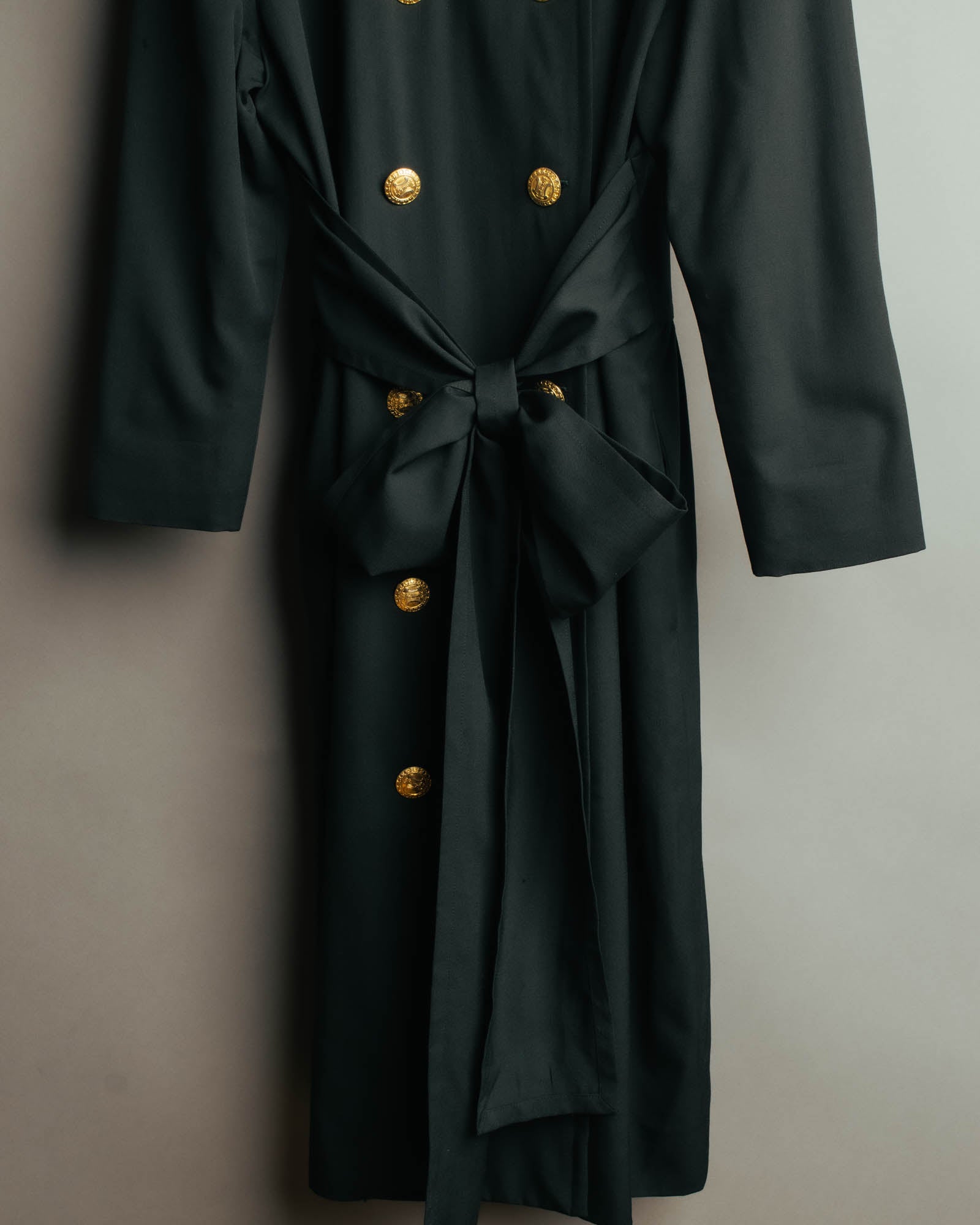 –SPECIAL– "CELINE" 80's Elegant belted double breasted long coat
