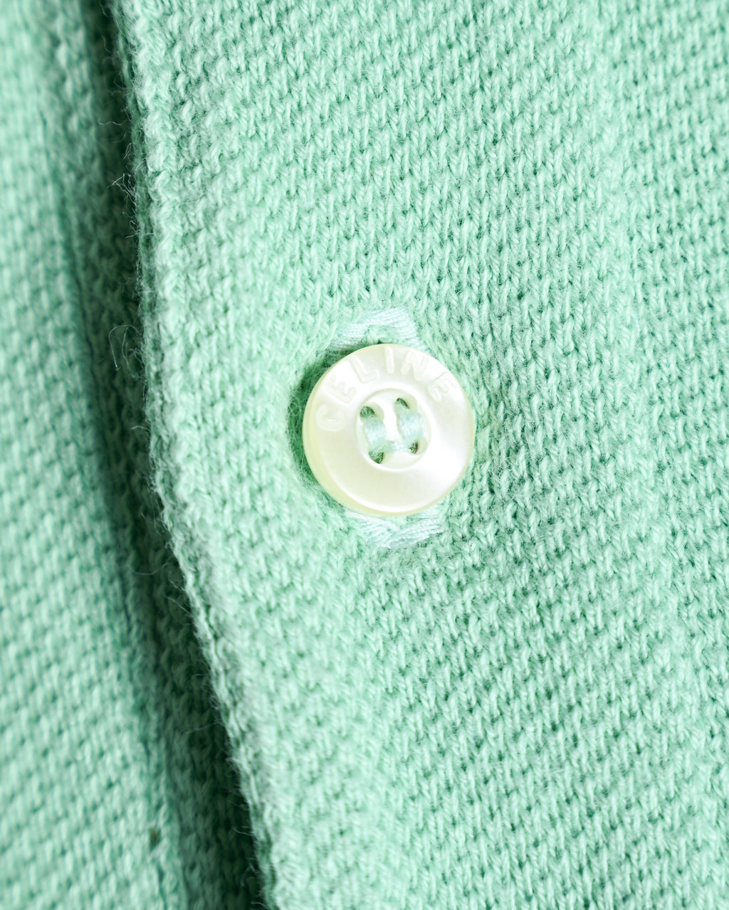 CÉLINE/ Logo Emblem Polo Shirt Mint Green