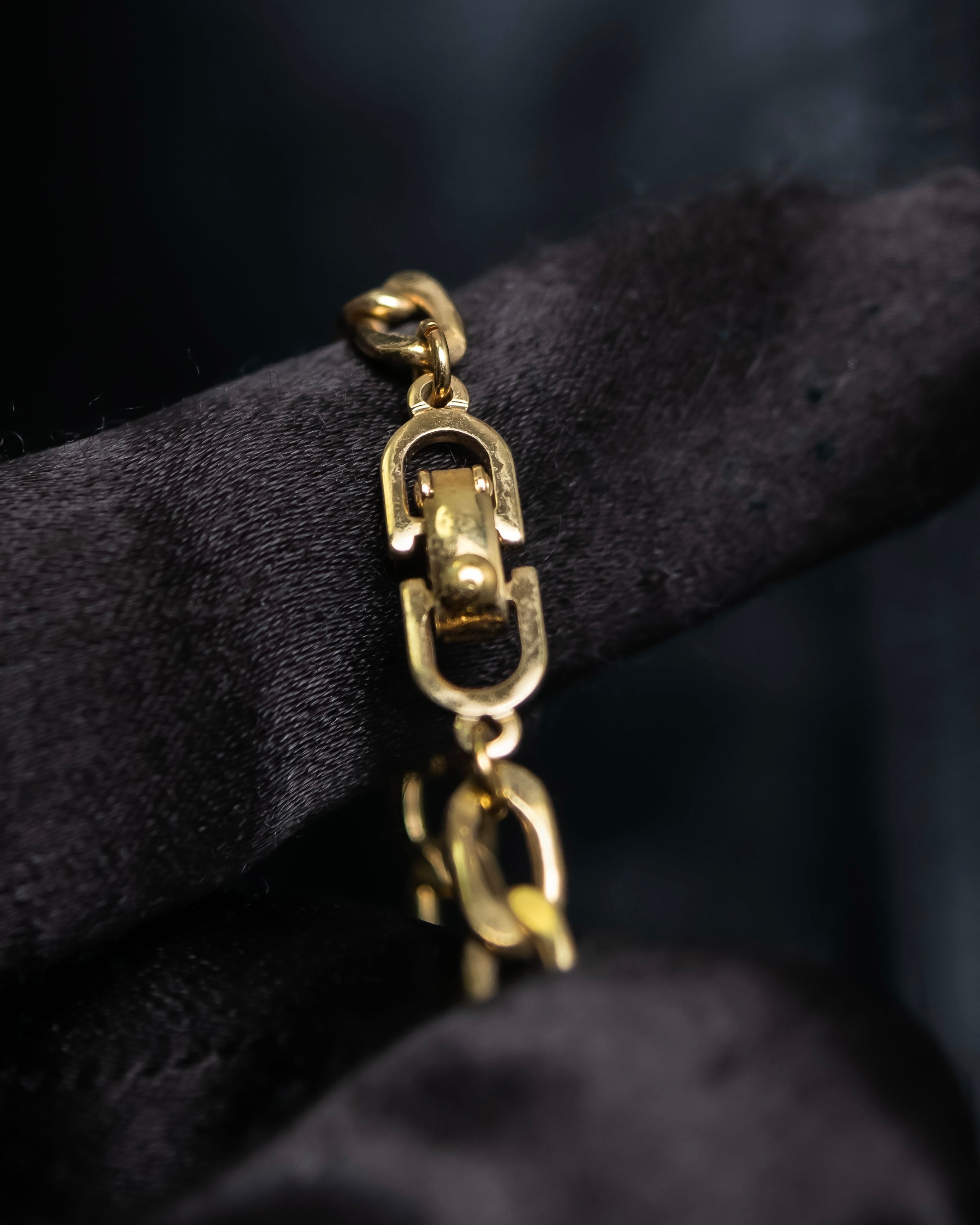 “Christian Dior” green & clear crystal designed gold chain bracelet