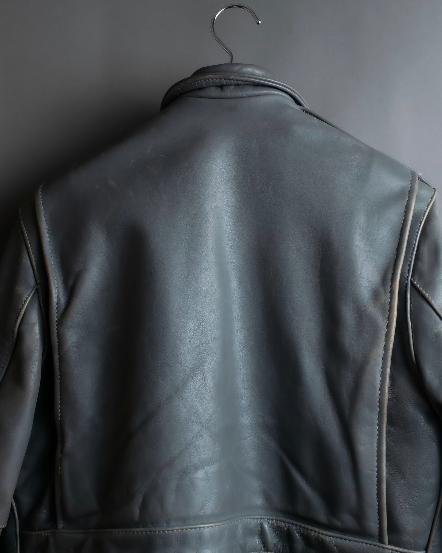 "VANSON" Out pocket design ribbed leather jacket