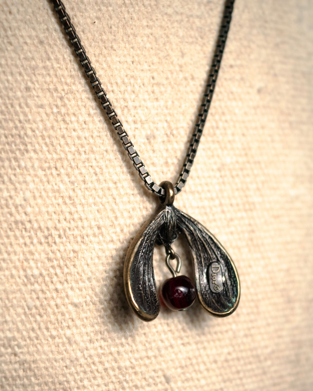 “Christian Dior” 90’s–00’s Botanical mistletoe motif necklace and earrings set