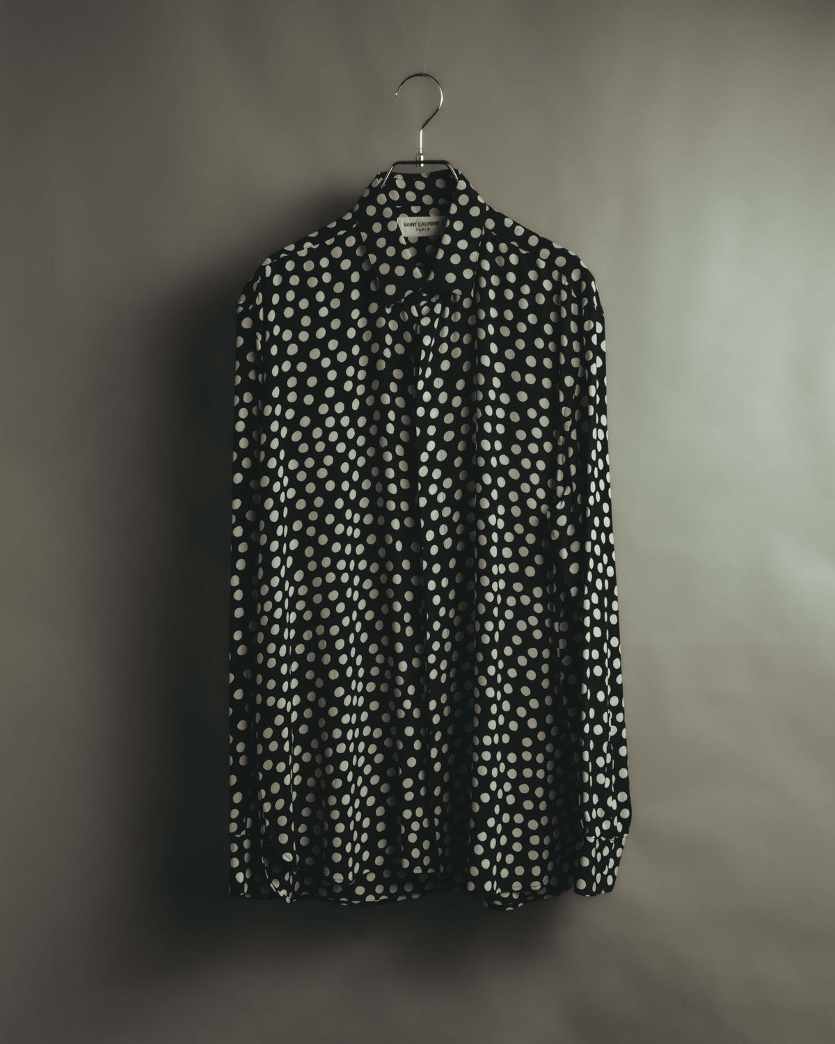 -SPECIAL- "Saint Laurent" 2019-2020 Polka dot silk long sleeve shirt