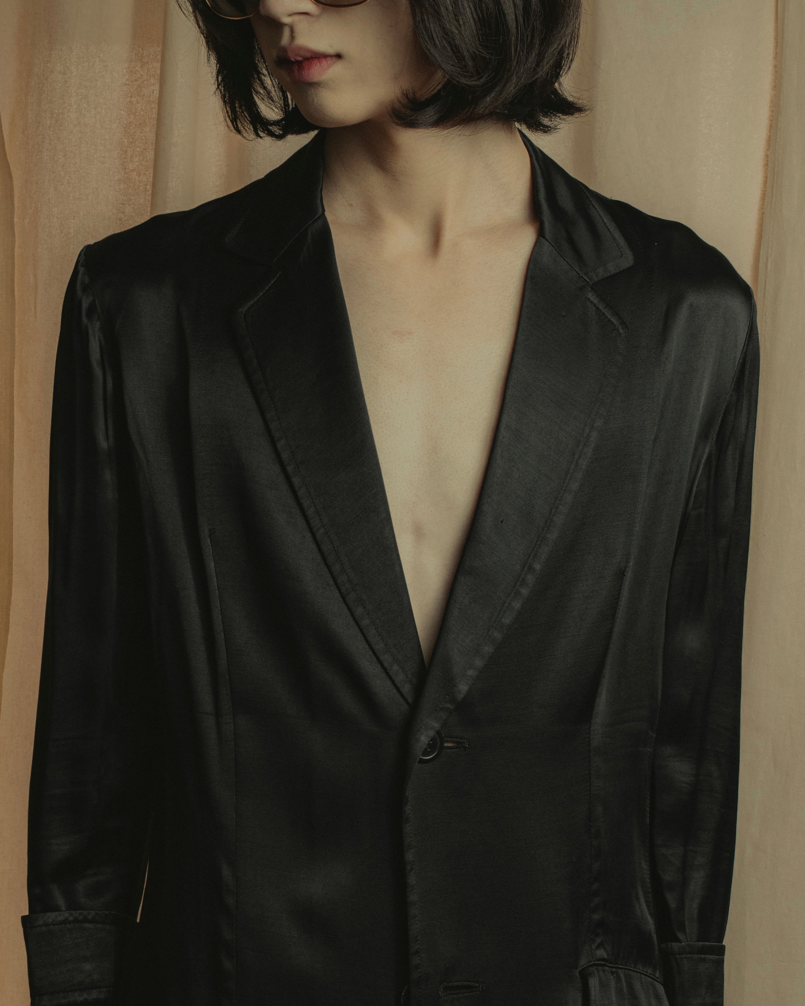 "Yohji Yamamoto +NOIR" 2005SS Rayon draping tailored jacket