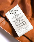 FENDI/ Back Logo Embroidery Calf Leather Short Jacket Brown