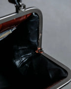 "JEAN PAUL GAULTIER" Logo engraved crocodile embossed 2way leather bag