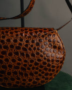 -SPECIAL- "Salvatore Ferragamo" 90's Glossy crocodile pattern shoulder bag