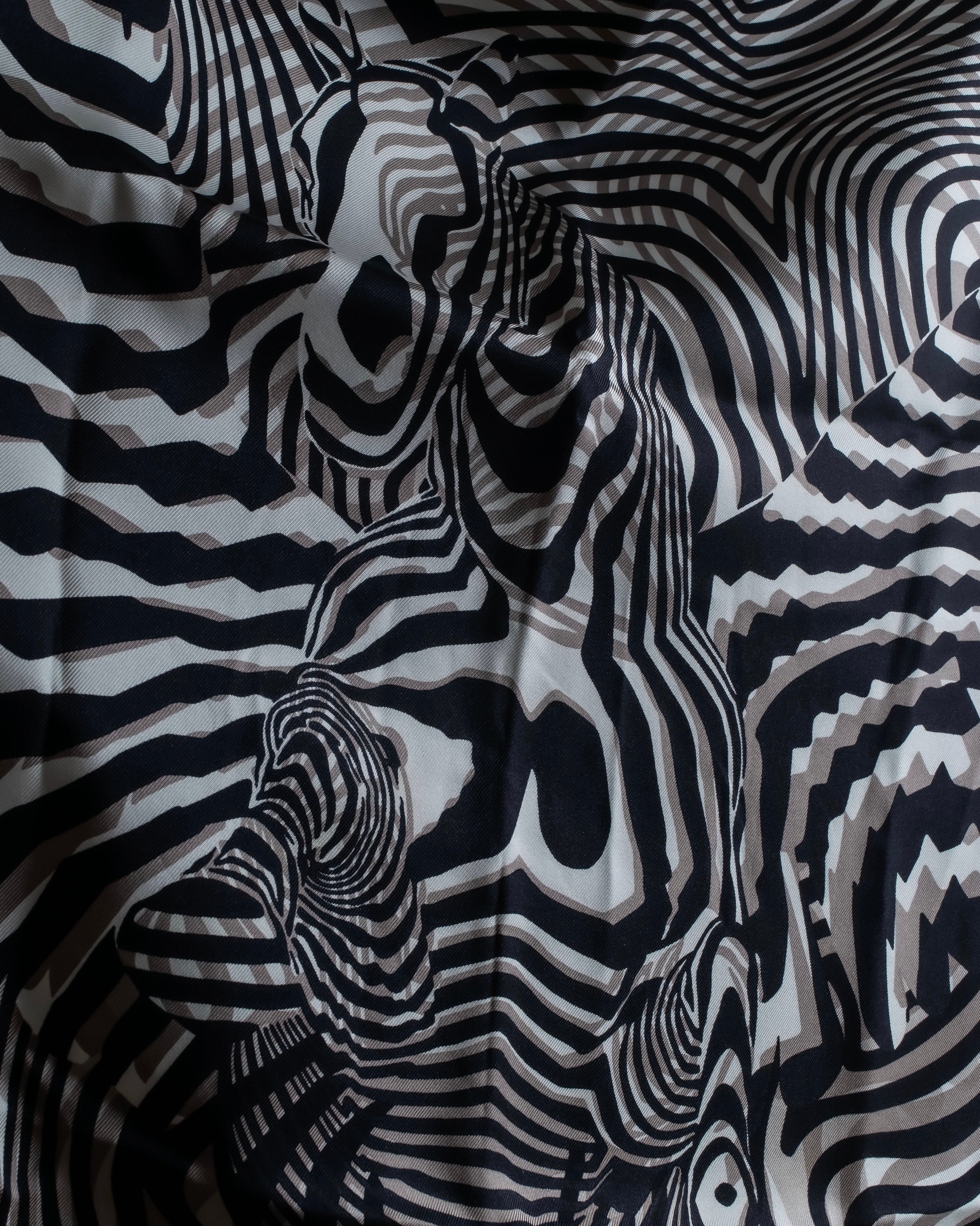 "HERMES" Zebra abstract print Carre 90 silk scarf