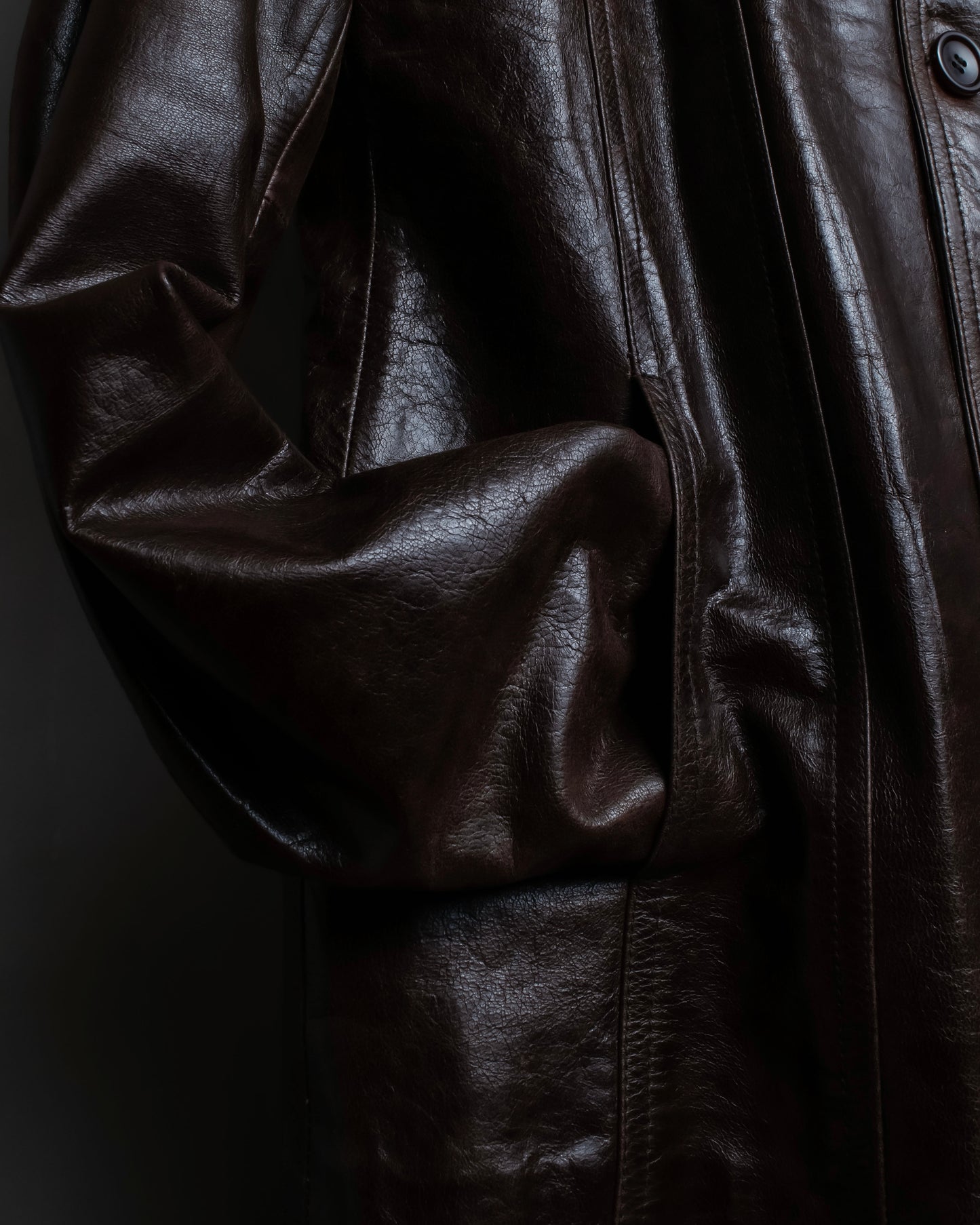 "Vintage 100% cow leather oversized tailored jacket"