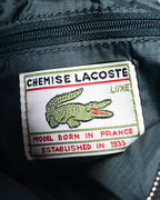 LACOSTE/ “Lenglen” Leather Pleated 2 Way Handbag Black