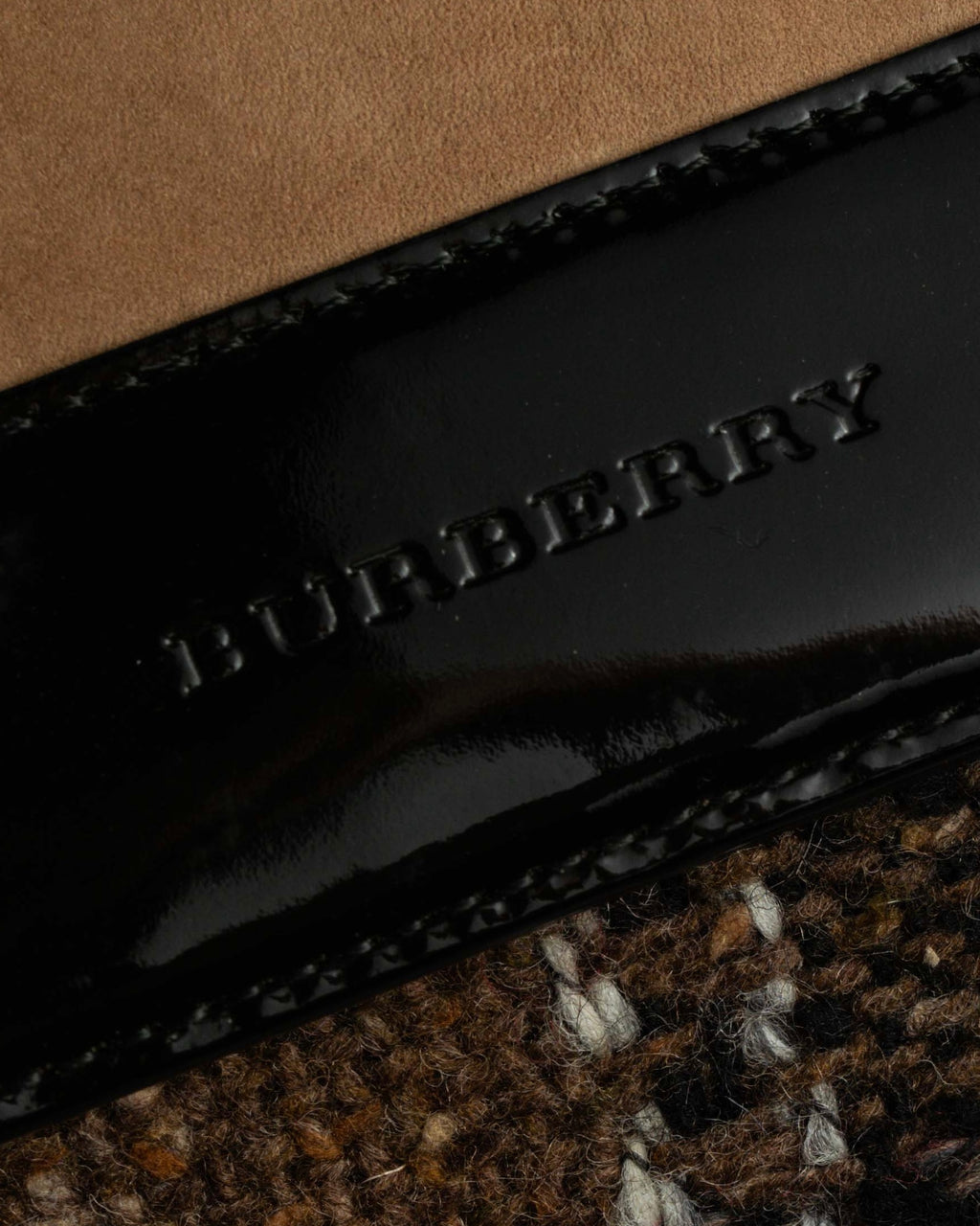 "BURBERRY" Combination leather design check pattern one-shoulder bag