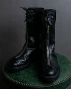 "GUCCI" Front zip design lace-up leather uncle boots