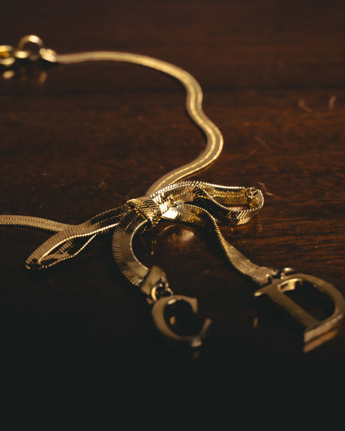 "Christian Dior" 90's Ribbon charm choker necklace