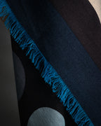 “HERMÈS” 10's-20's Polka dot wool silk fringed stole