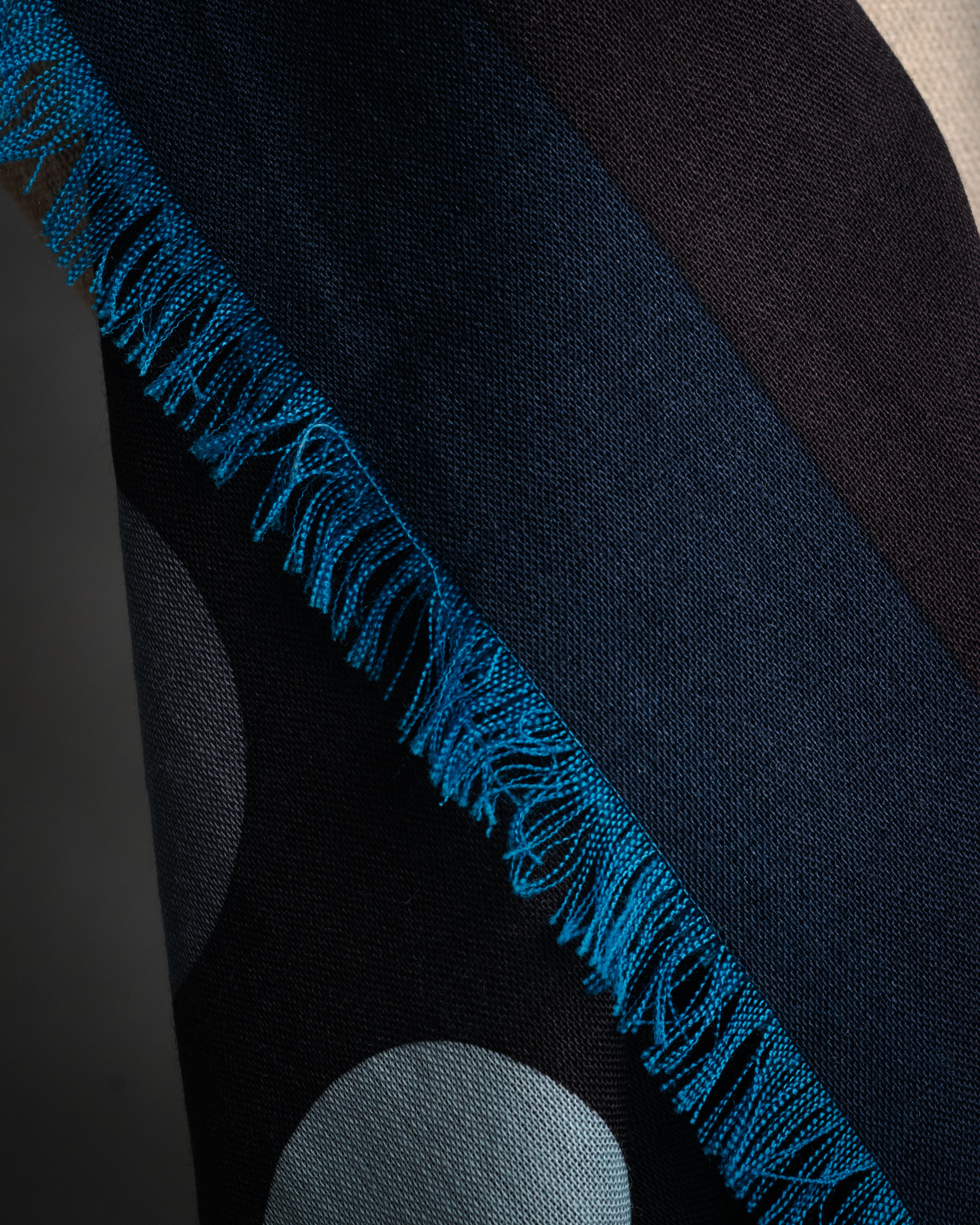 “HERMÈS” 10's-20's Polka dot wool silk fringed stole