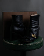 "GUCCI" Leather gg fringe heeled ankle boots