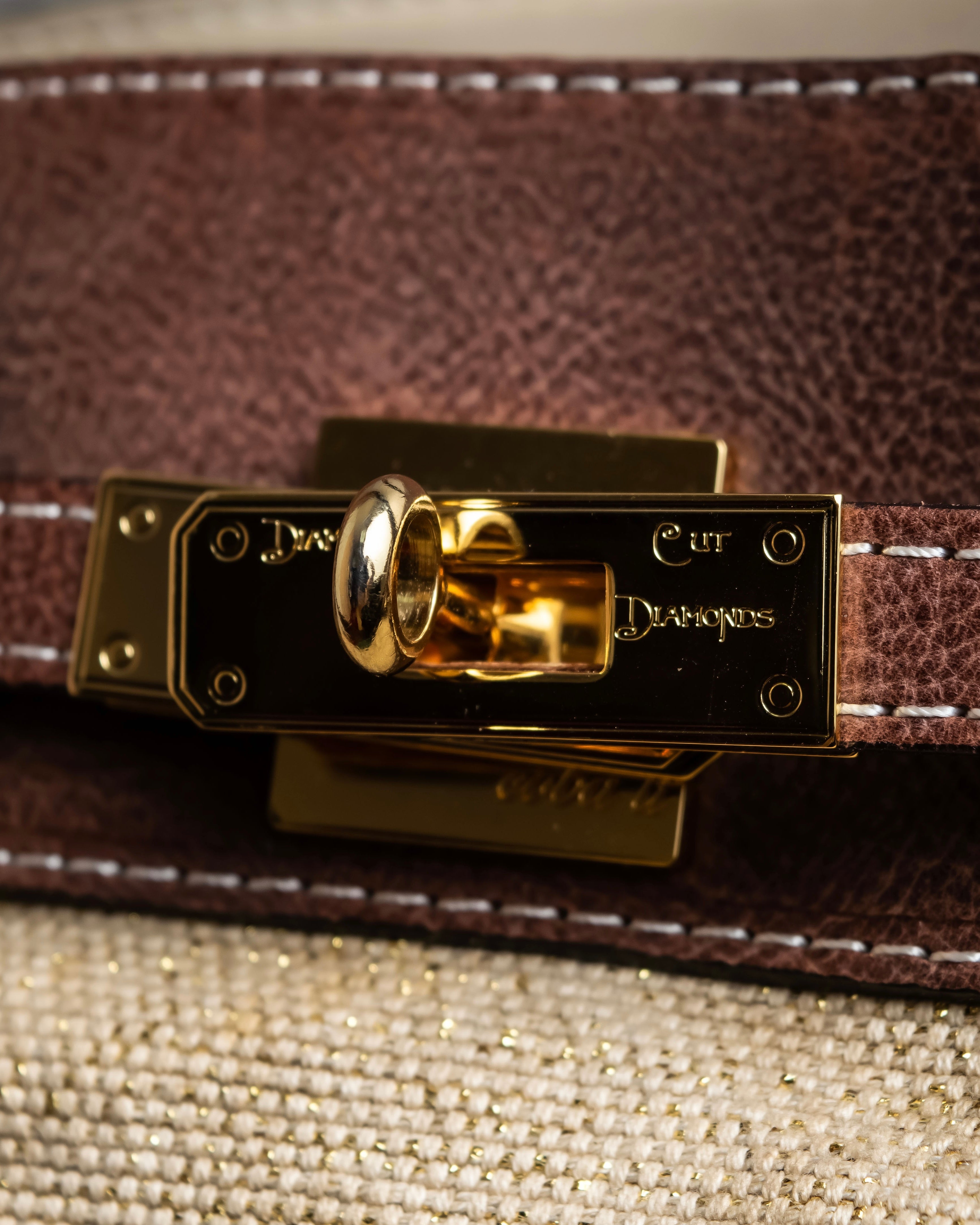 "ADMJ" Leather &amp; canvas combination 2way shoulder bag