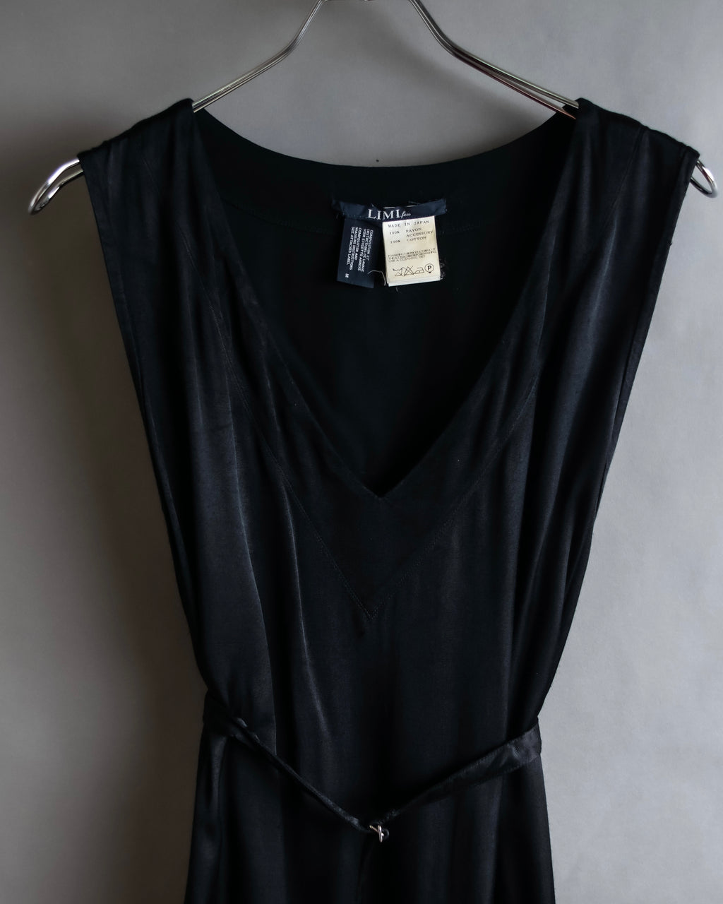 "LIMI feu" Knitted lace design belted sleeveless dress