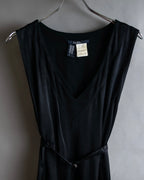 "LIMI feu" Knitted lace design belted sleeveless dress