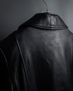 "COACH" Double-breasted panel work design leather coat