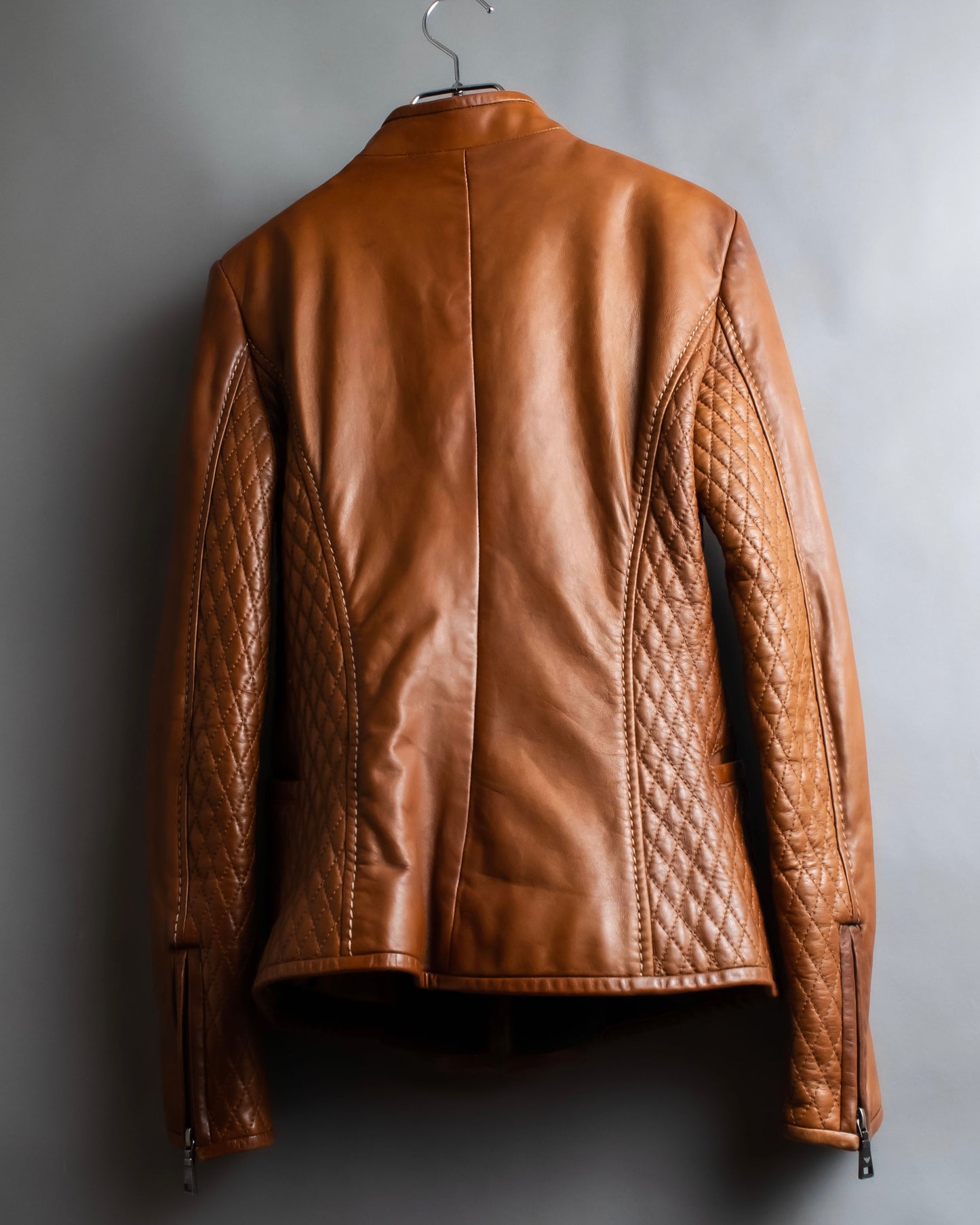 "EMPORIO ARMANI"  Quilted design brown color leather jacket