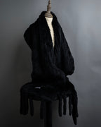 "CHOMBERT" Thick fringe design fur-like long muffler