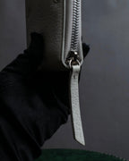 "MAISON MARGIELA" White grain leather round zipper wallet