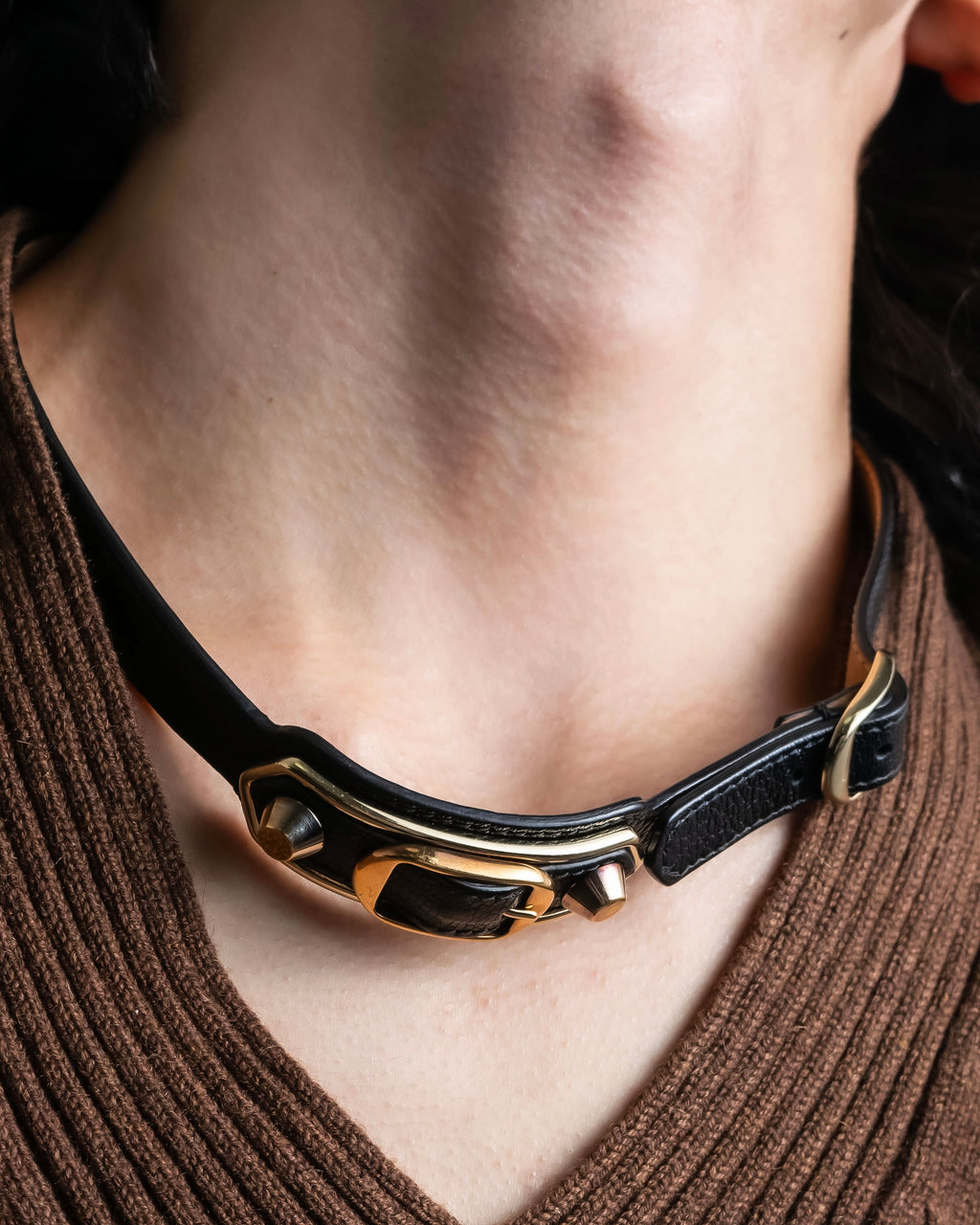 "BALENCIAGA" 3 layer  buckle design leather bracelet