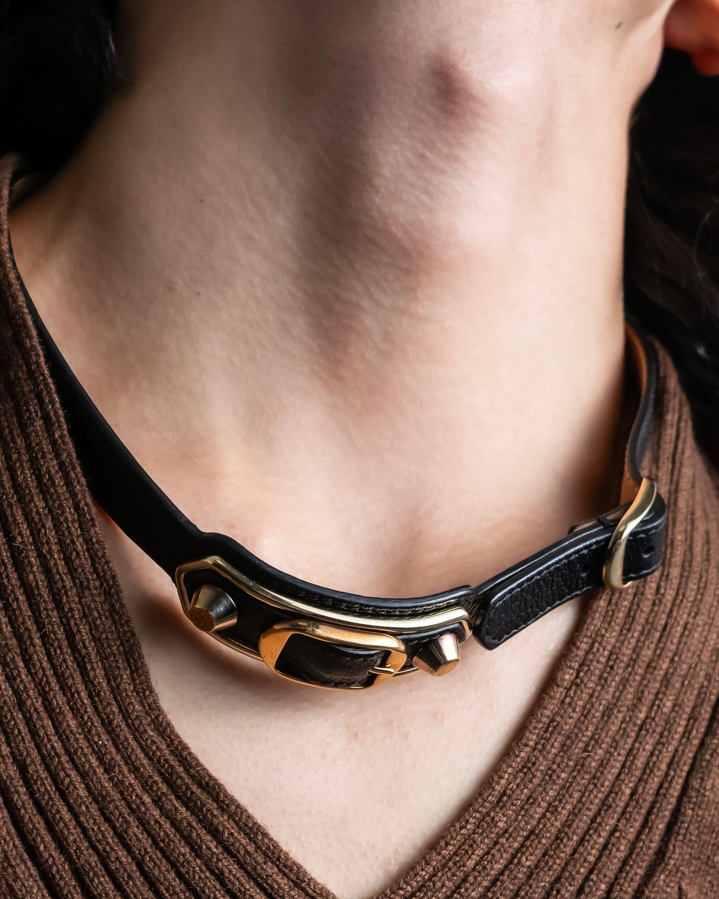 "BALENCIAGA" 3 layer  buckle design leather bracelet