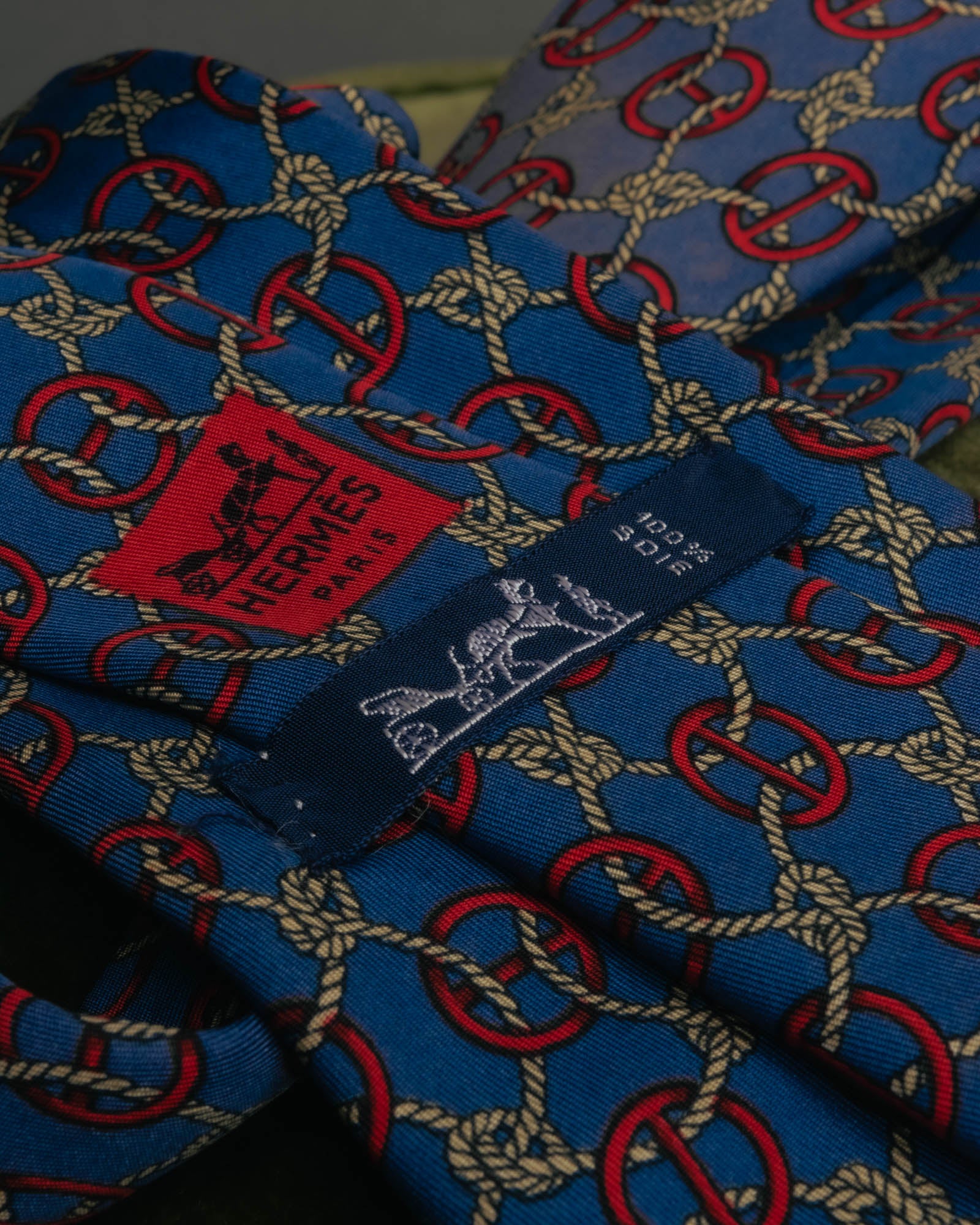 “HERMÈS” 90’s Rope and H motif silk tie