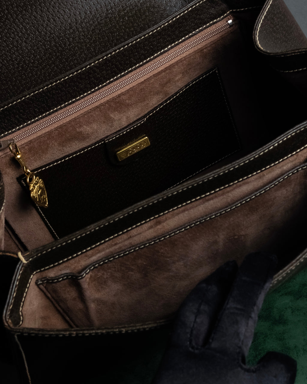 -SPECIAL- "GUCCI"  1980-1986's Inherited model grained leather bamboo bag