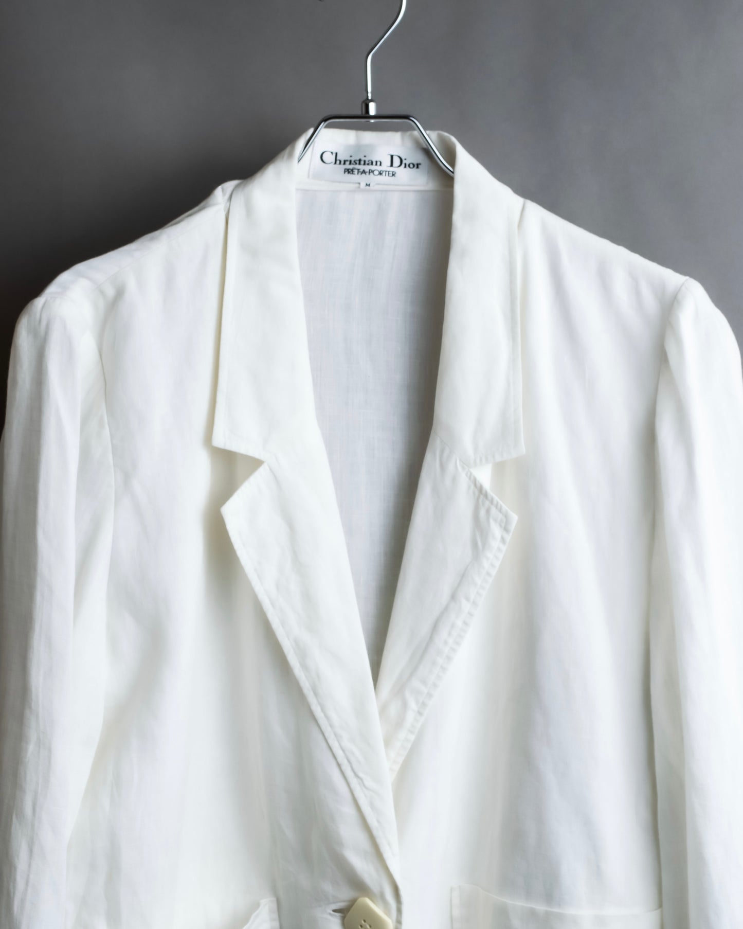 "Christian Dior" 1 button pure white short length tailored jacket