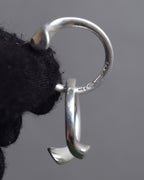 "CHANEL" Curved frame double combination silver earrings