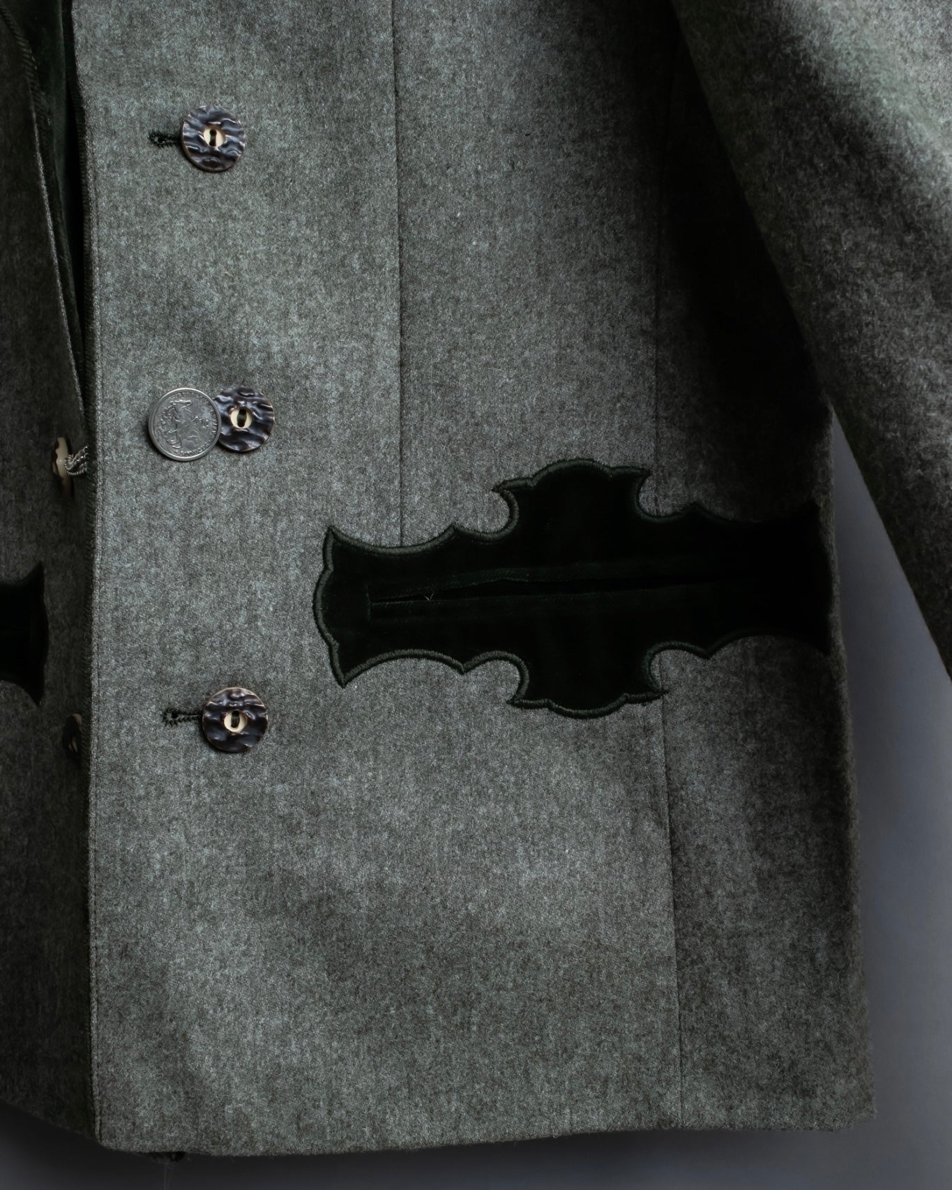 Vintage velor switching Tyrolean tailored jacket