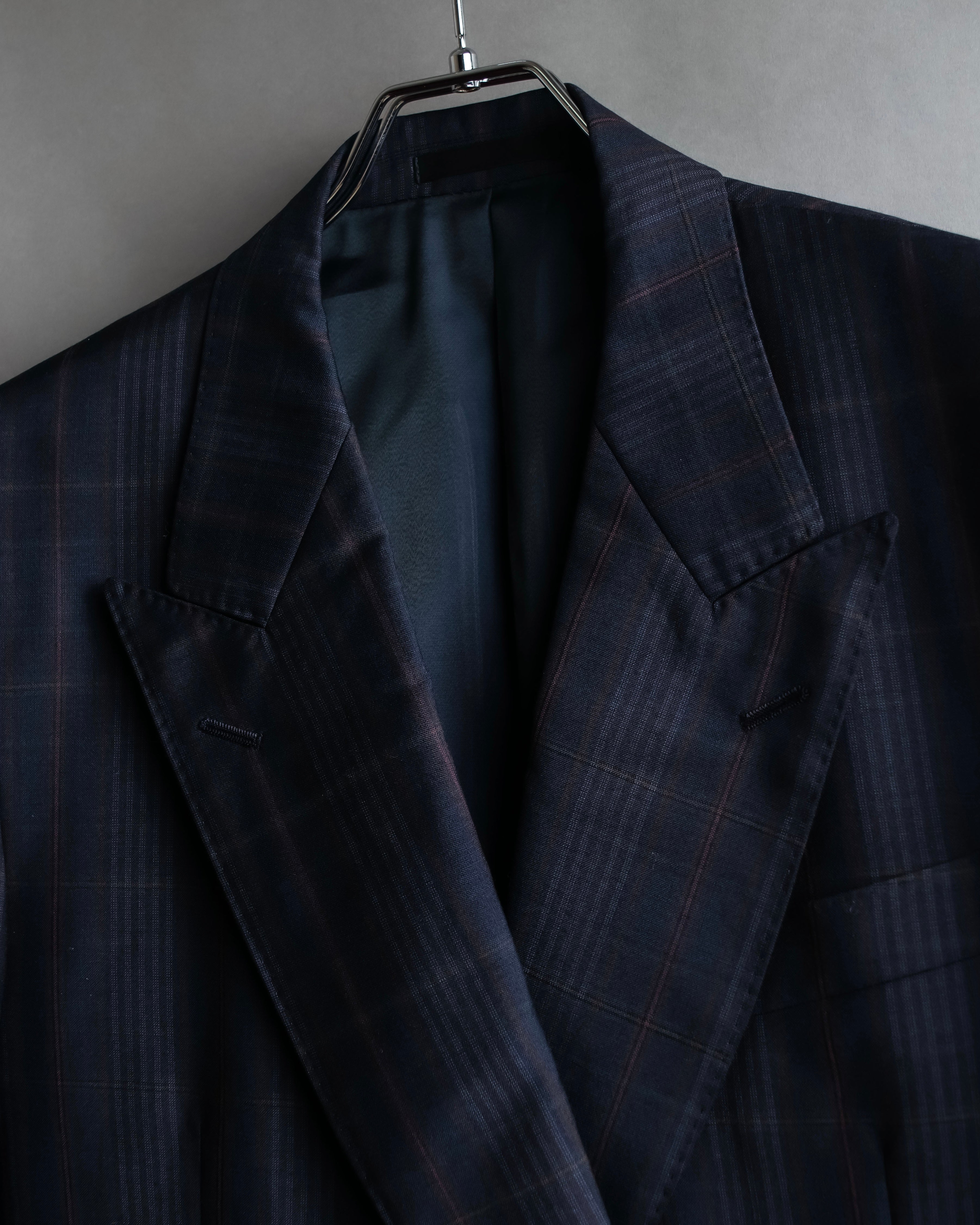 "BURBERRYS" Micro check pattern metal button blazer