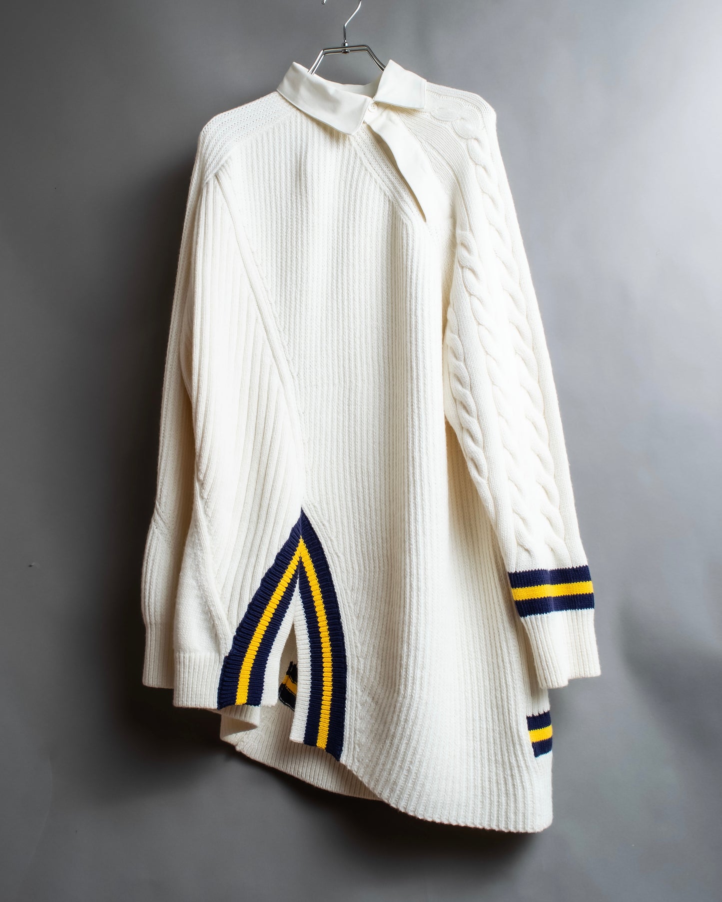 "ALEXANDER WANG" Asymmetrical tilden design knit switching sweater