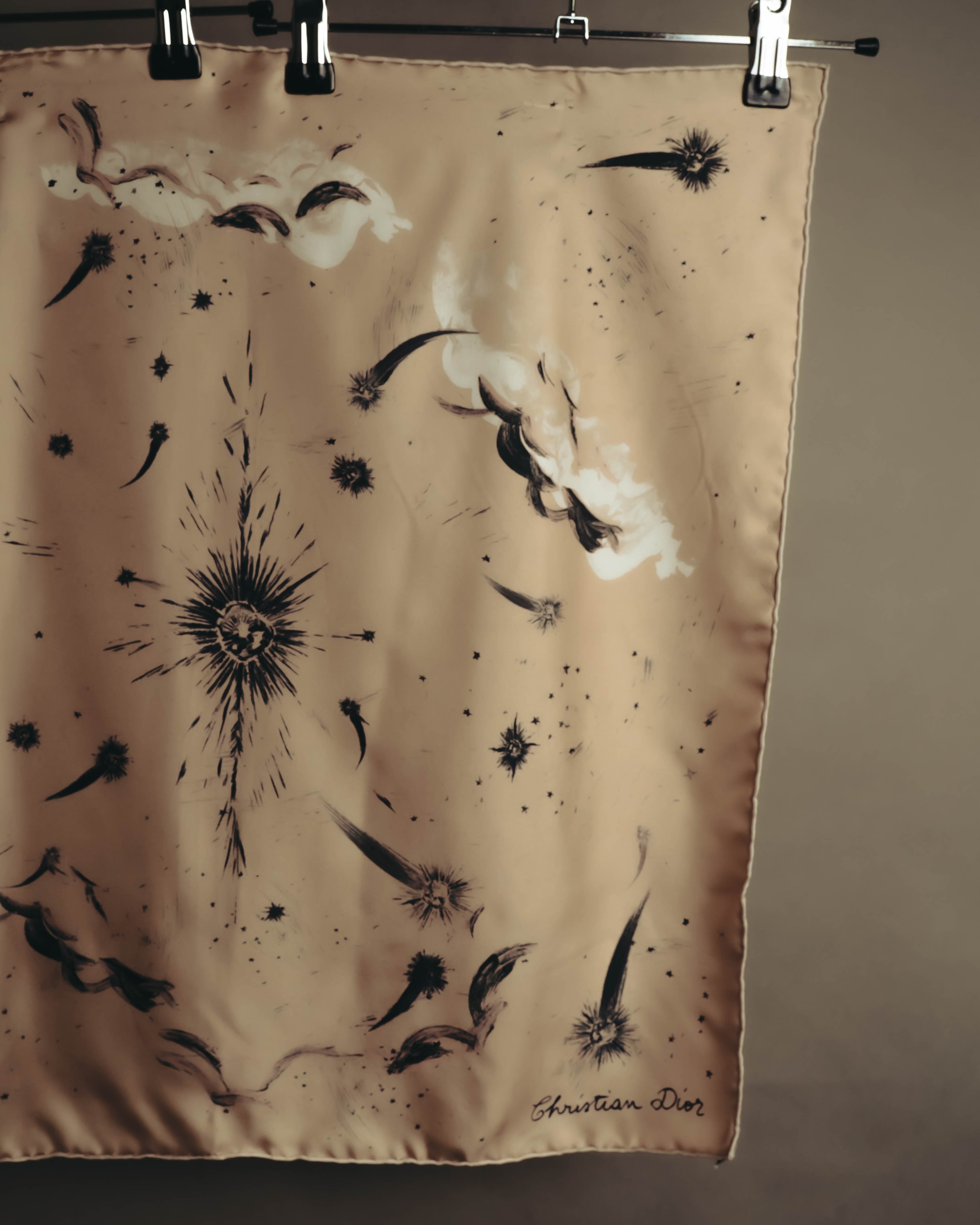 –SPECIAL– "Christian Dior" Celestial print silk square scarf