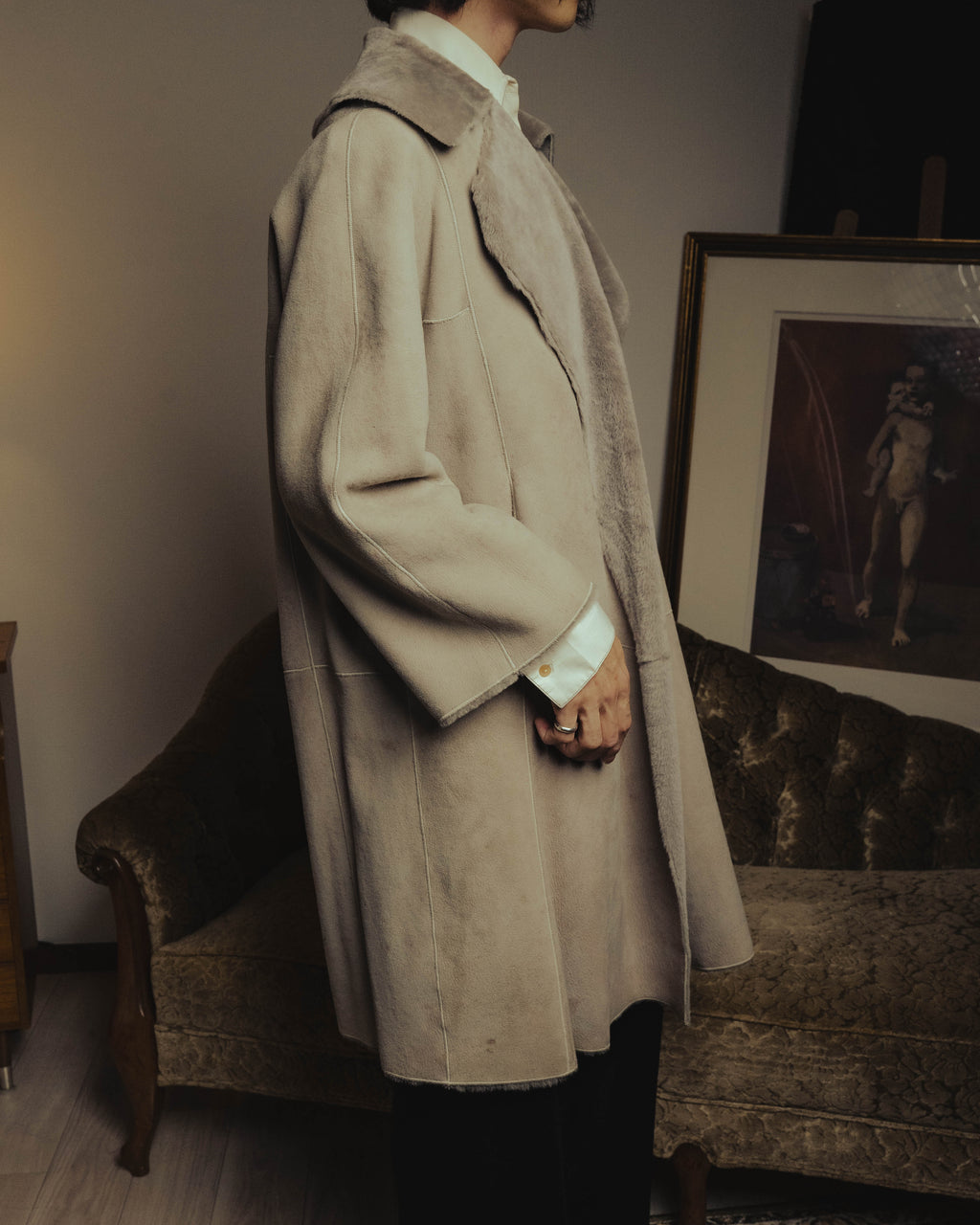 "LOEWE" 90's-00's Sculptural shearling coat