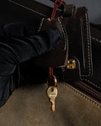 "LOEWE" 80's-90's Logo engraved suede leather combination business bag